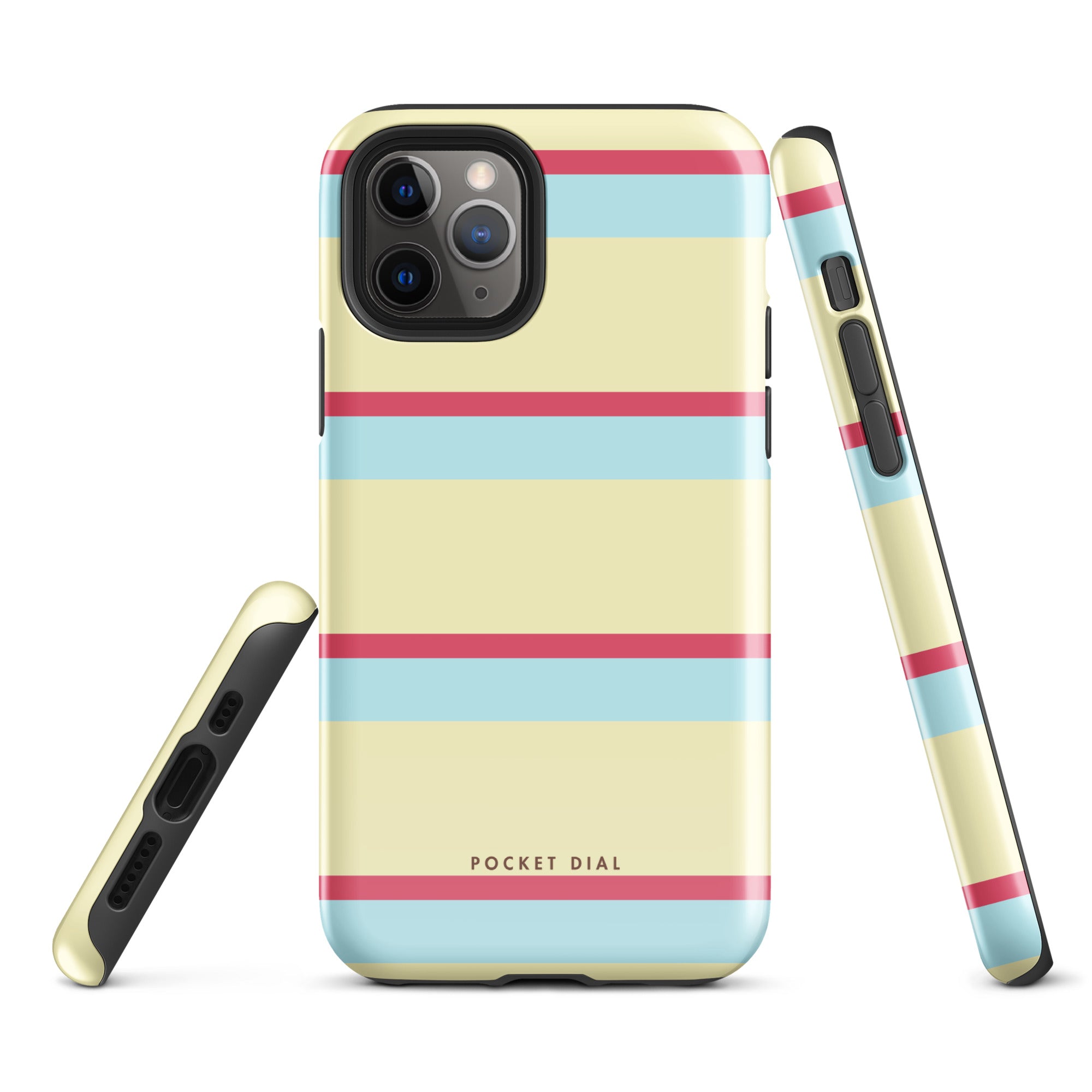 Retro Gelato 🩵🍋 tough iPhone case with gloss finish, alternate front view – Pocket Dial
