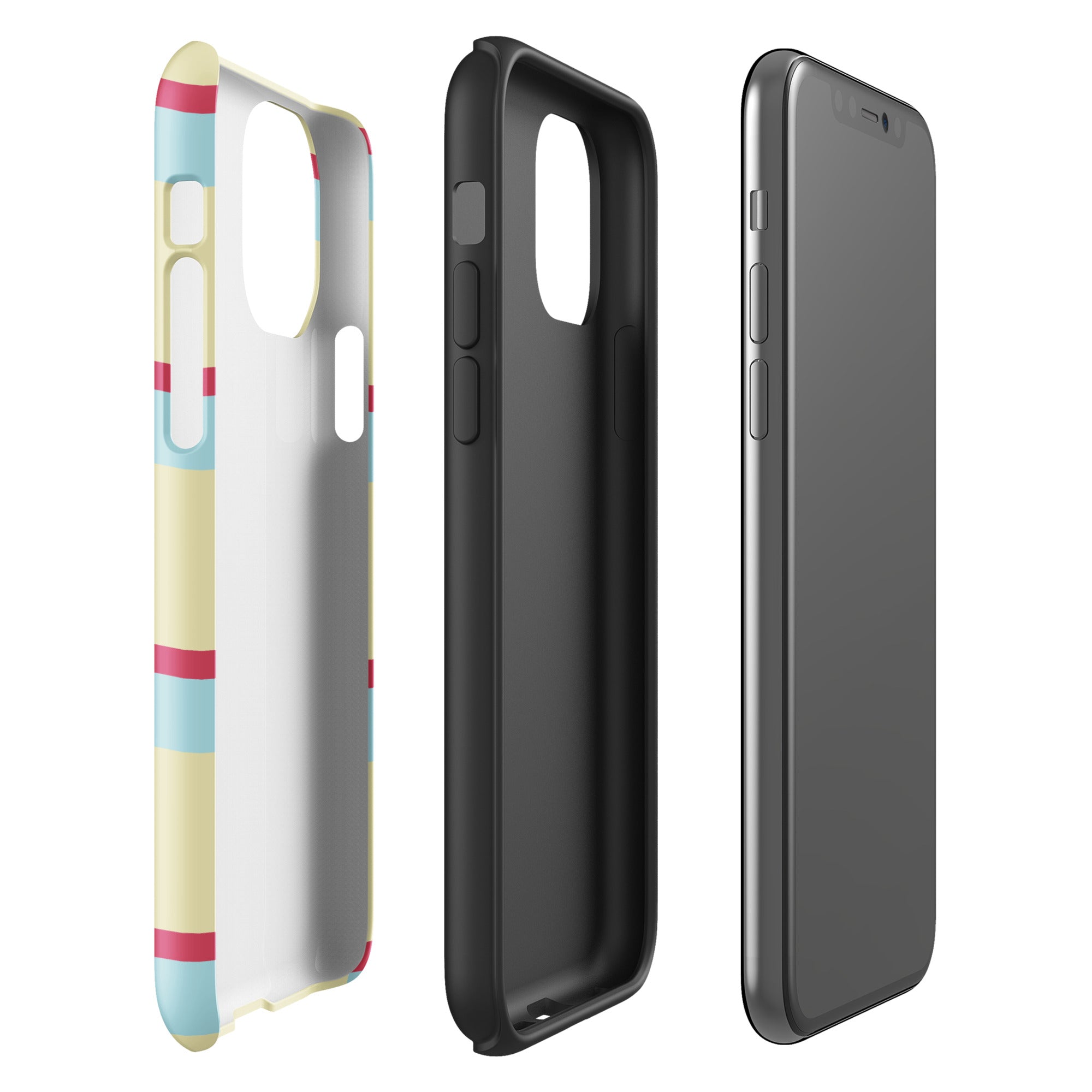 Retro Gelato 🩵🍋 tough iPhone case with gloss finish, side view – Pocket Dial