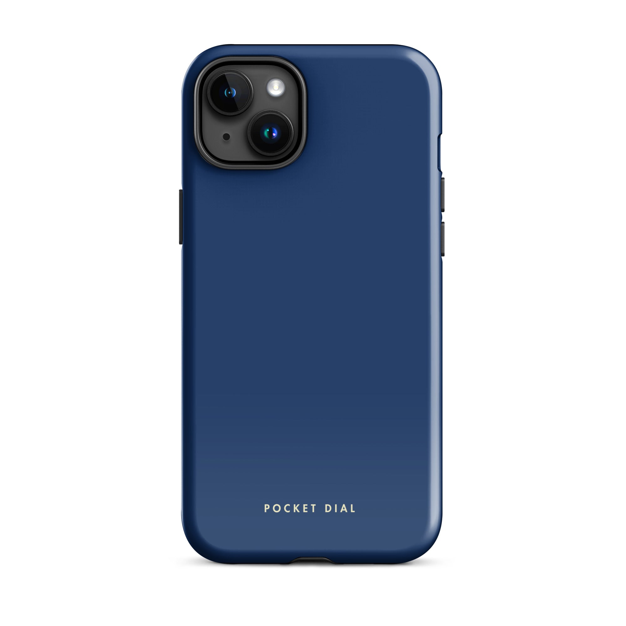 Deep Blue tough iPhone case with gloss finish, front view – Pocket Dial