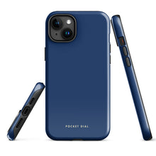 Deep Blue tough iPhone case with gloss finish, alternate front view – Pocket Dial