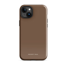 Espresso tough iPhone case with gloss finish, front view – Pocket Dial
