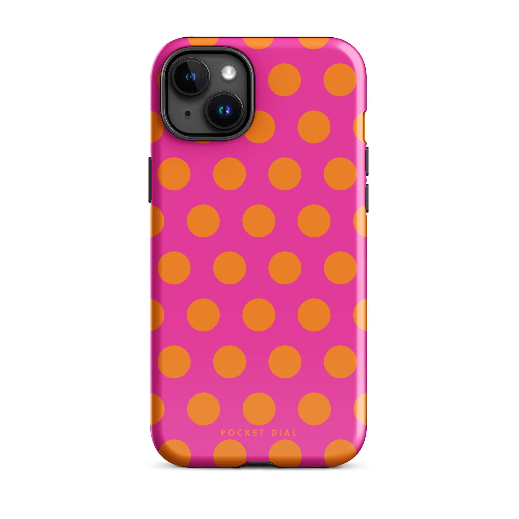 Sunset Spot tough iPhone case with gloss finish, front view – Pocket Dial