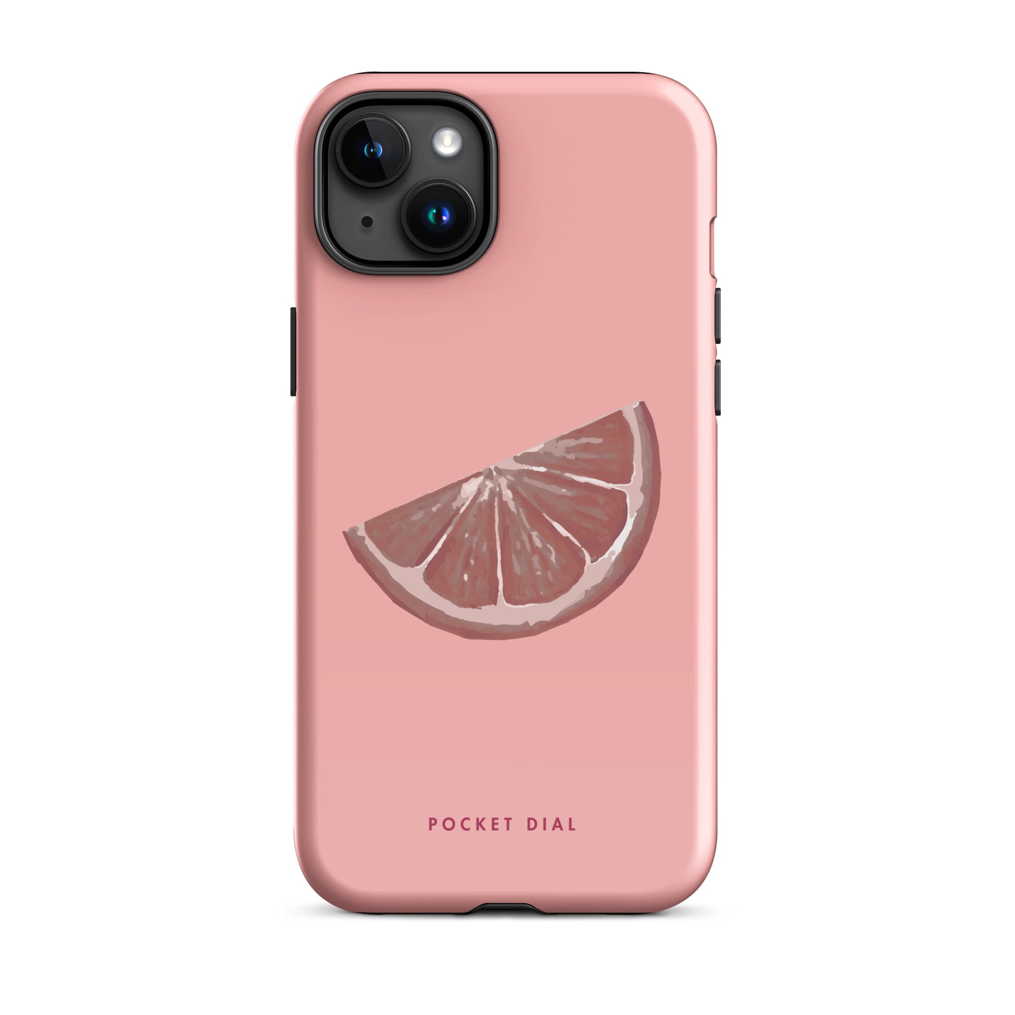 Pink Zest tough iPhone case with gloss finish, front view – Pocket Dial