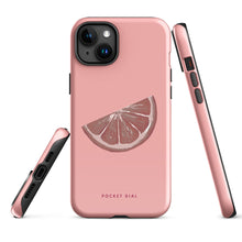 Pink Zest tough iPhone case with gloss finish, alternate front view – Pocket Dial
