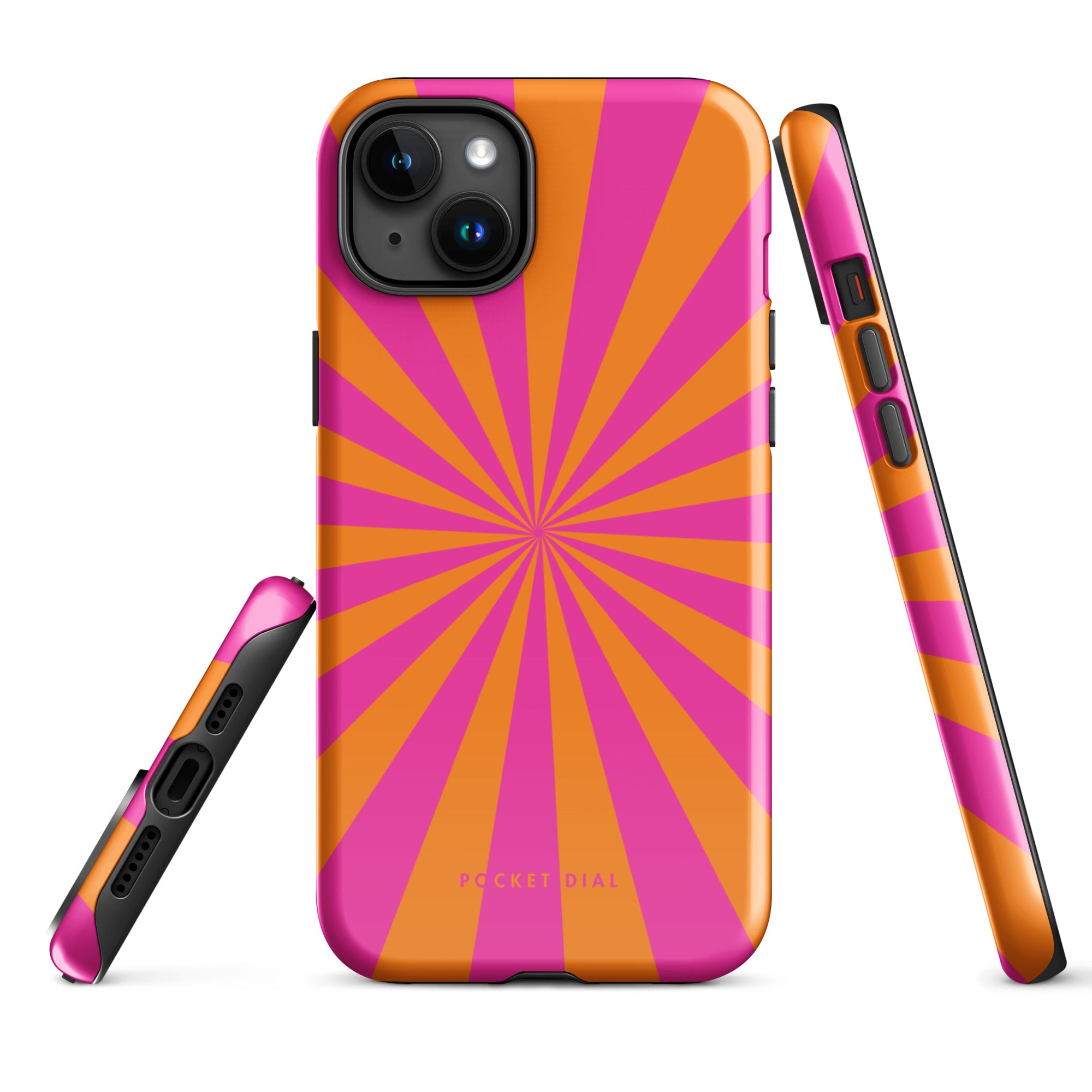 Sun Rays tough iPhone case with gloss finish, alternate front view – Pocket Dial