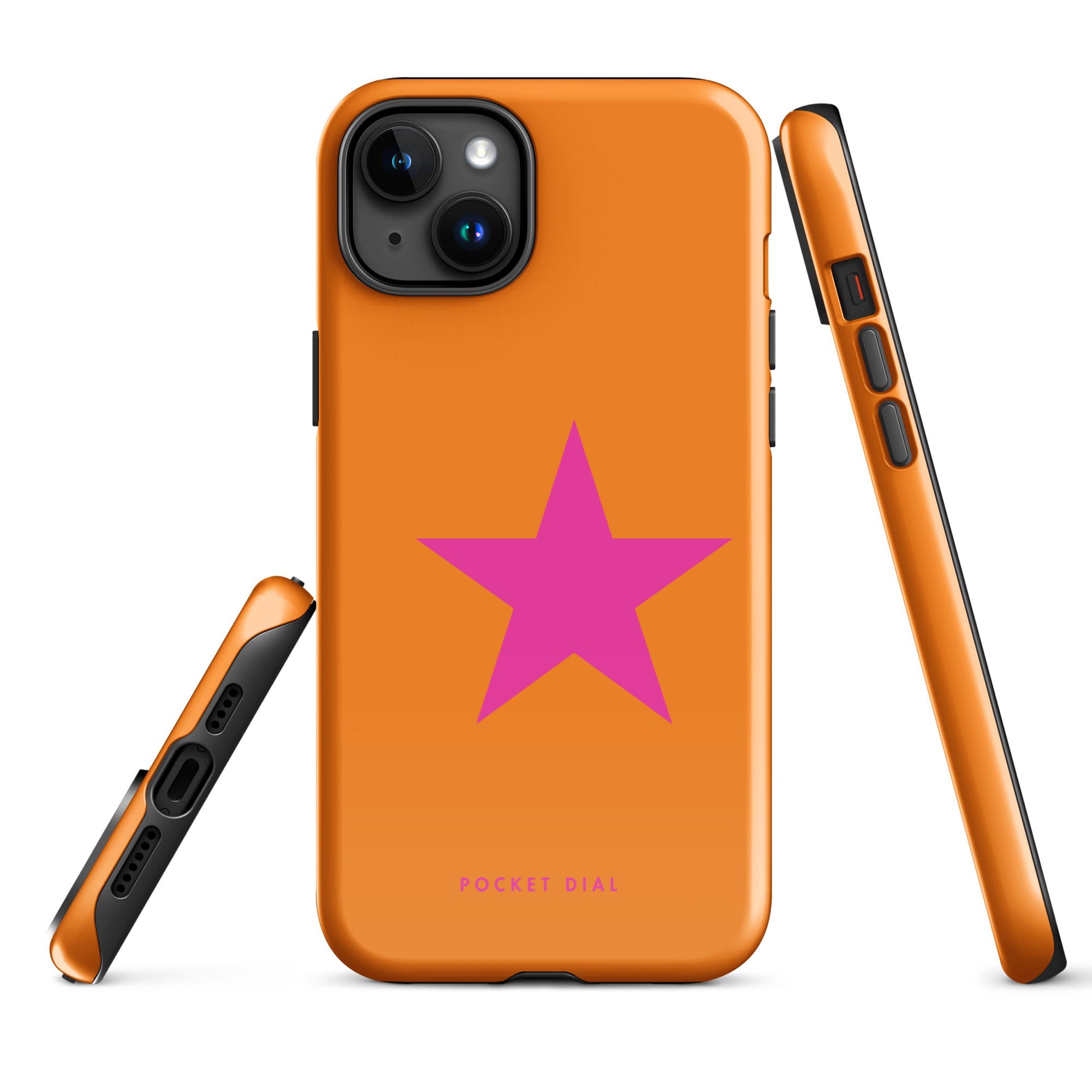 Sunset Star tough iPhone case with gloss finish, alternate front view – Pocket Dial