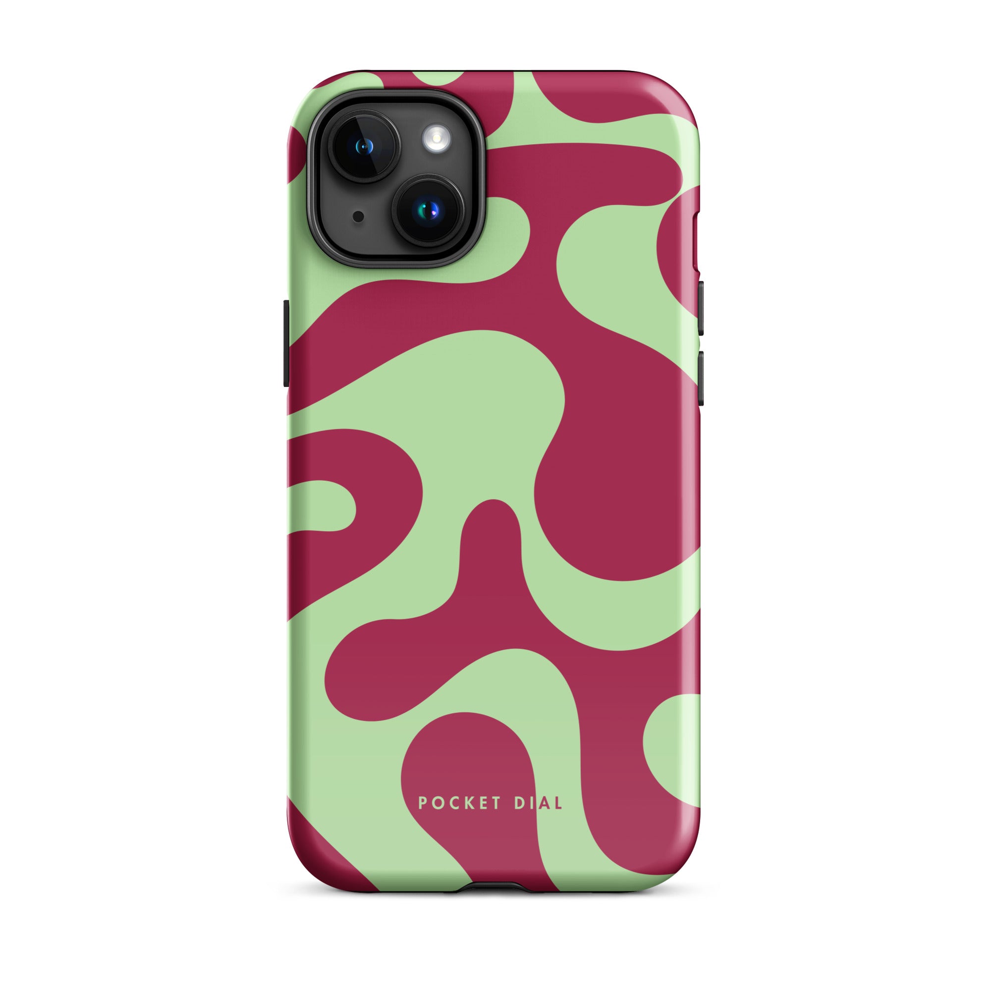 Matcha Swirl tough iPhone case with gloss finish, front view – Pocket Dial