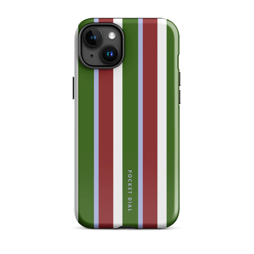 Clubhouse Stripe tough iPhone case with gloss finish, front view – Pocket Dial