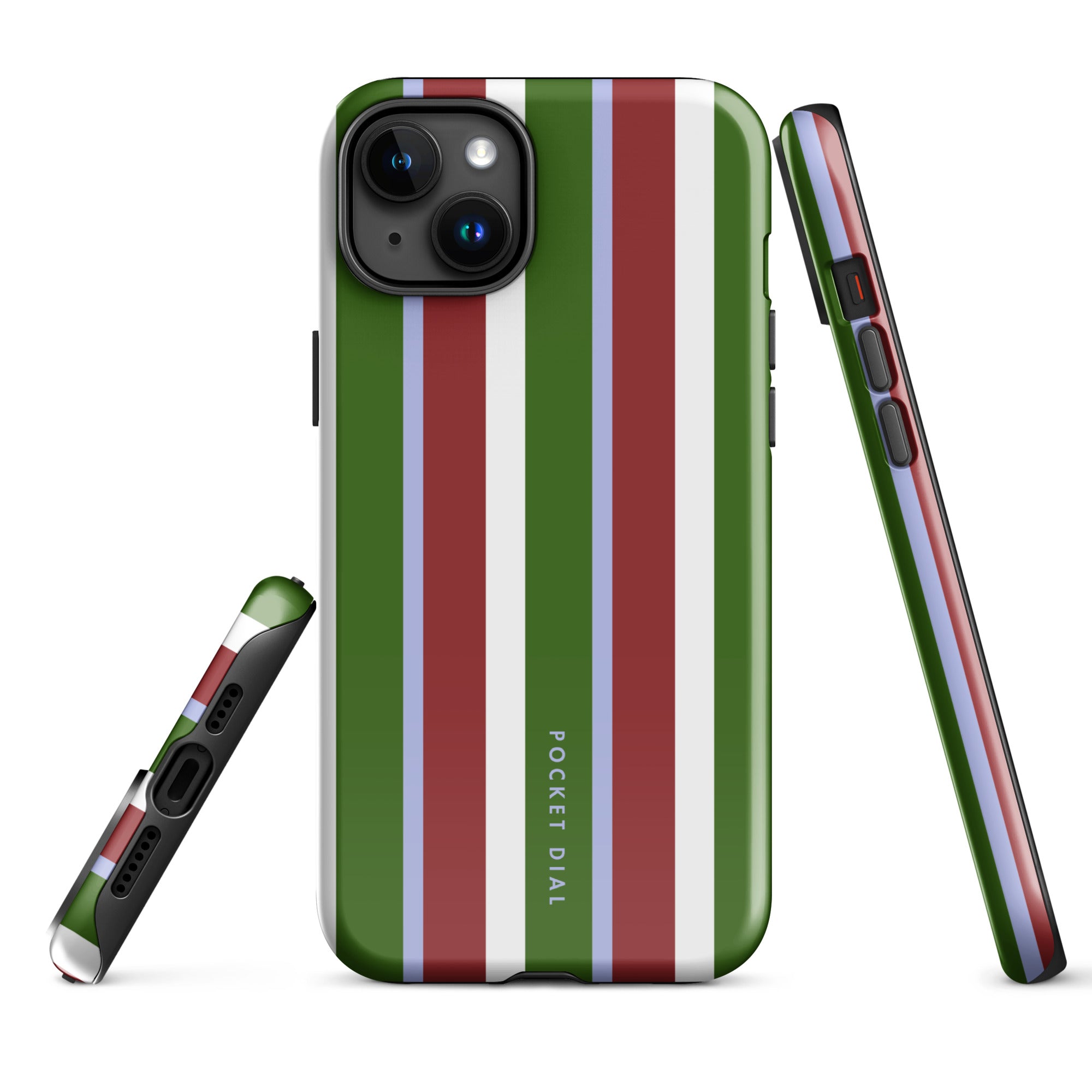 Clubhouse Stripe tough iPhone case with gloss finish, alternate front view – Pocket Dial