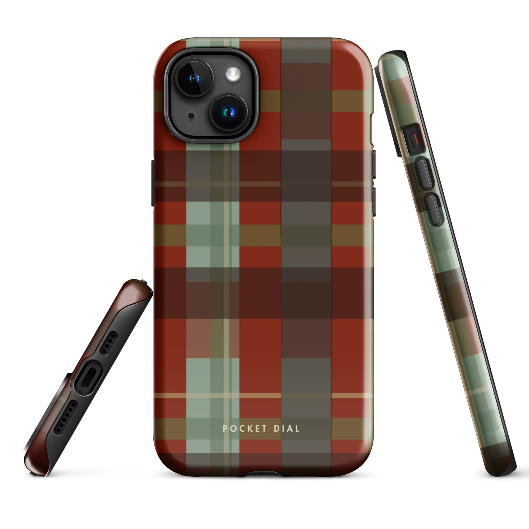 Country Plaid tough iPhone case with gloss finish, alternate front view – Pocket Dial