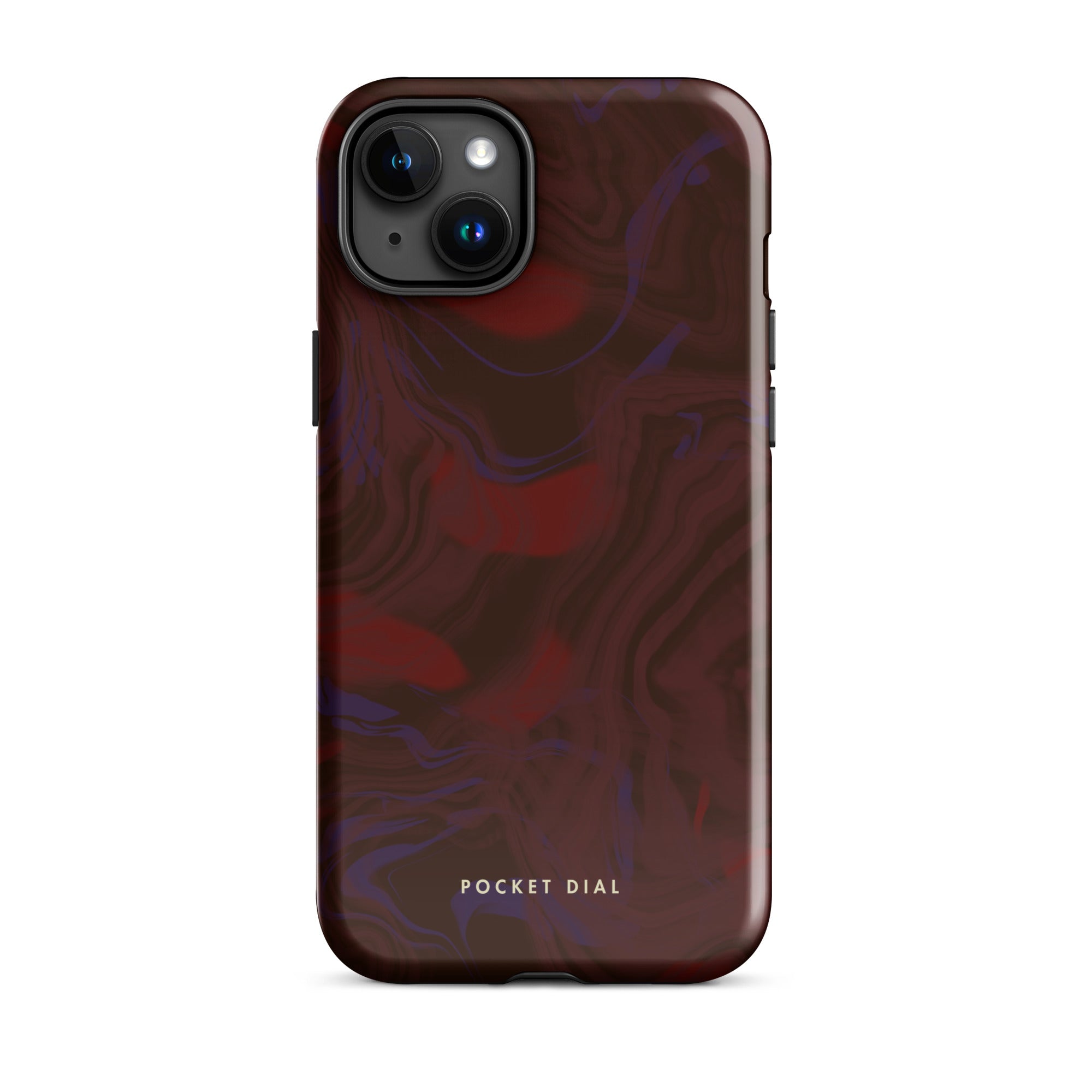 Dark Cherry tough iPhone case with gloss finish, front view – Pocket Dial