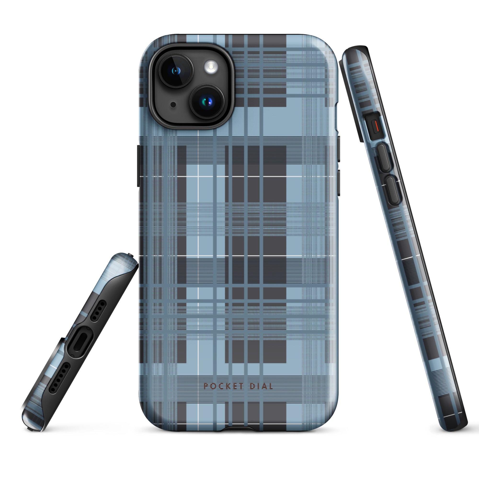 Oxford Check tough iPhone case with gloss finish, alternate front view – Pocket Dial