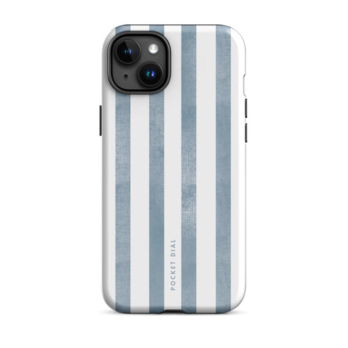 Blue Cabana tough iPhone case with gloss finish, front view – Pocket Dial
