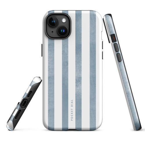 Blue Cabana tough iPhone case with gloss finish, alternate front view – Pocket Dial