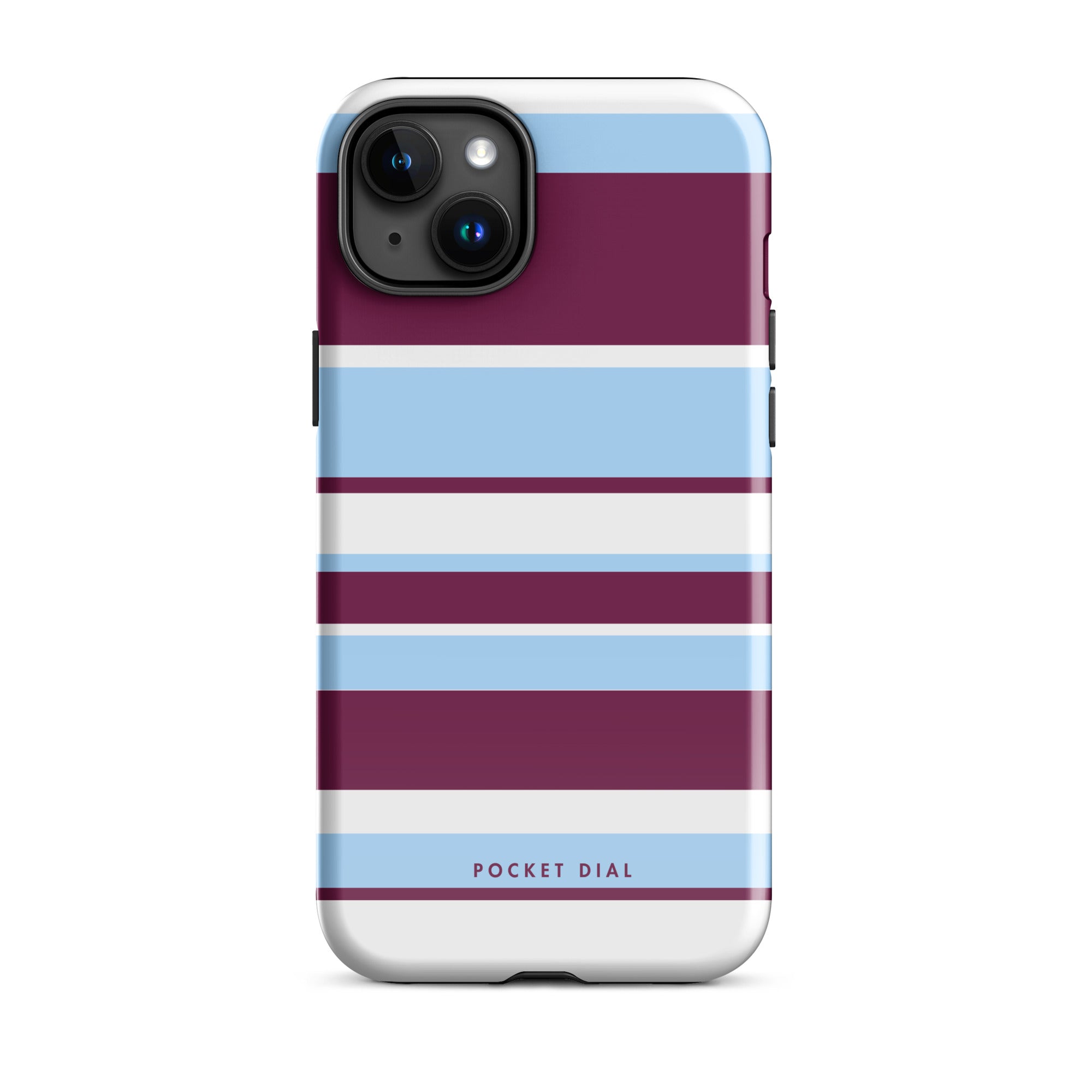 Paddock Stripe tough iPhone case with gloss finish, front view – Pocket Dial