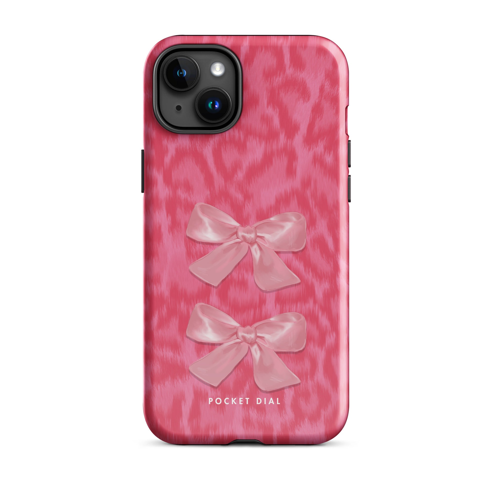 Bow Baby pink bow tough iPhone case, front view – Pocket Dial