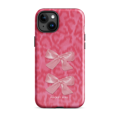 Bow Baby pink bow tough iPhone case, front view – Pocket Dial