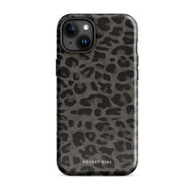 Midnight Lace black and charcoal patterned tough iPhone case, front view – Pocket Dial