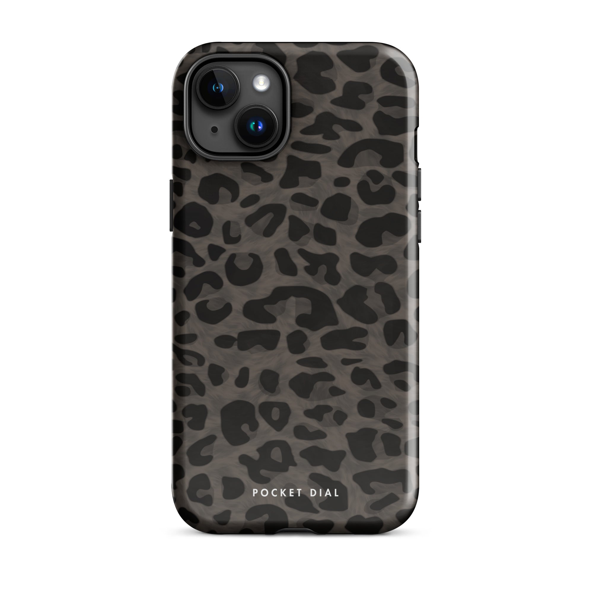 Midnight Lace black and charcoal patterned tough iPhone case, front view – Pocket Dial