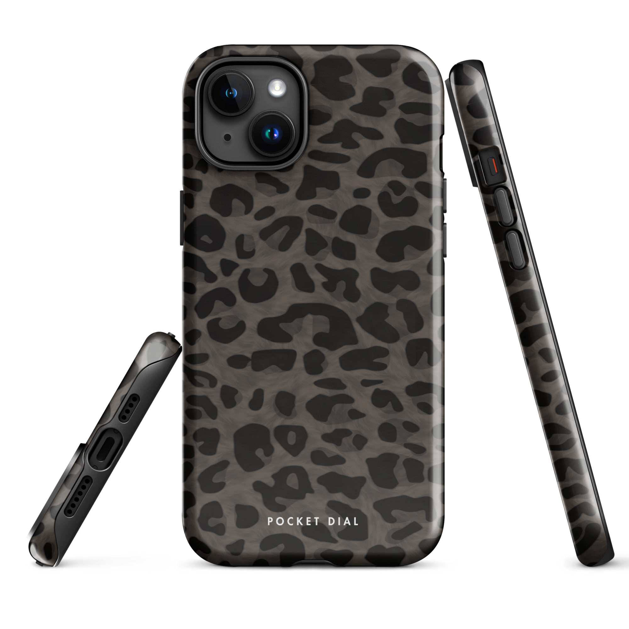 Midnight Lace black and charcoal patterned tough iPhone case, alternate front view – Pocket Dial