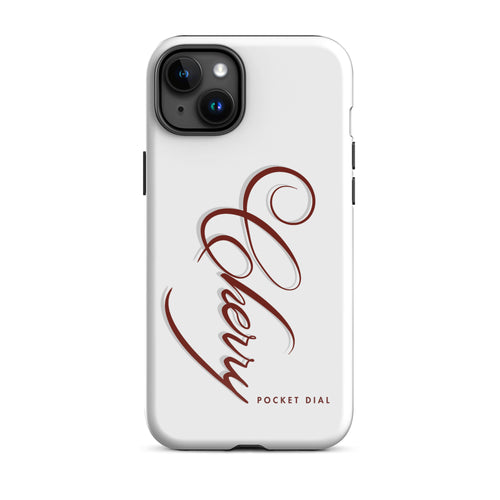 Cherry Script 🍒✍️ tough iPhone case with gloss finish, front view – Pocket Dial