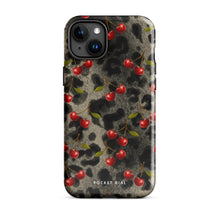 Wild Cherry 🍒🐆 tough iPhone case with gloss finish, front view – Pocket Dial