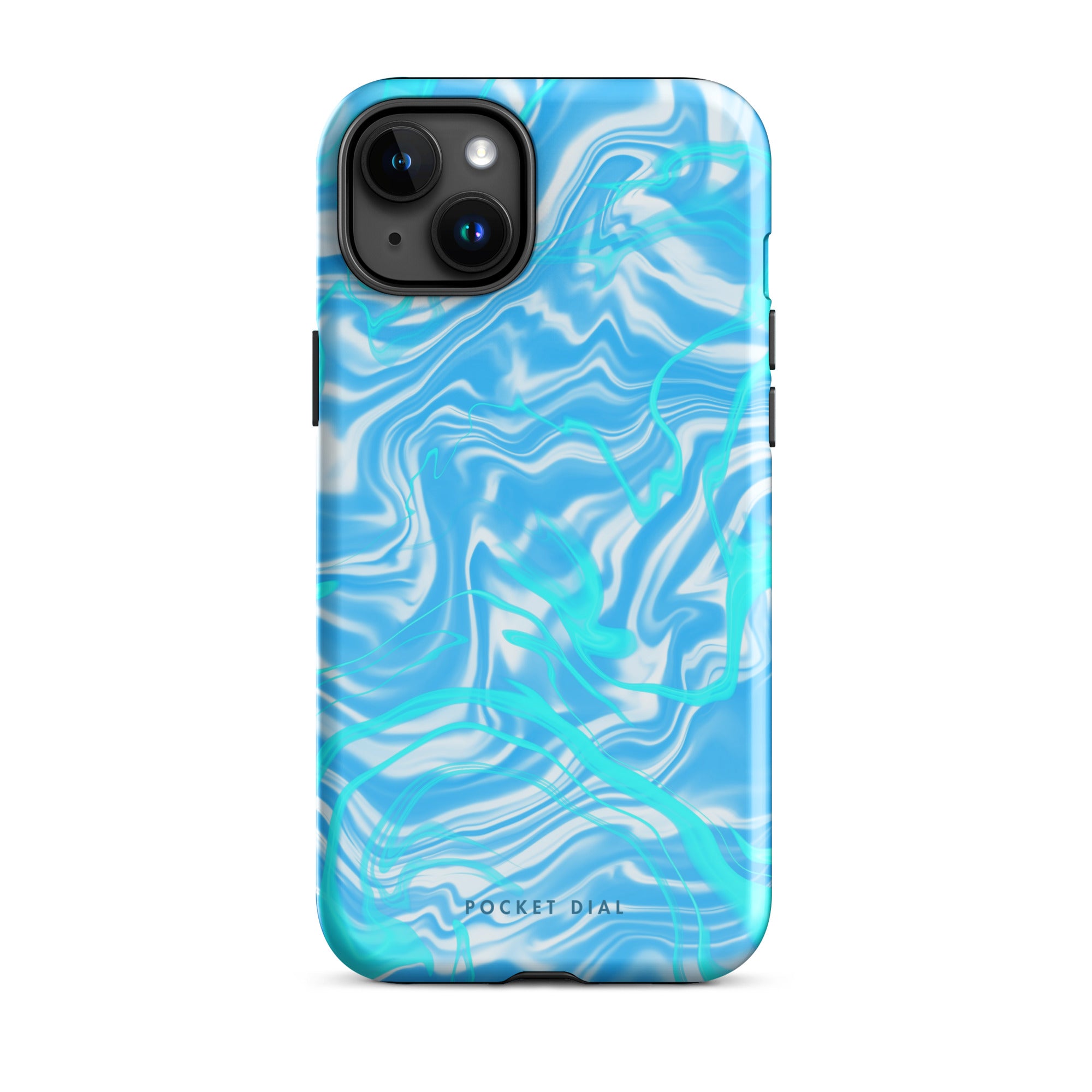 Blue Lagoon 💙🌊 tough iPhone case with gloss finish, front view – Pocket Dial
