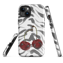 Cherry Zebra 🍒🦓 tough iPhone case with gloss finish, alternate front view – Pocket Dial