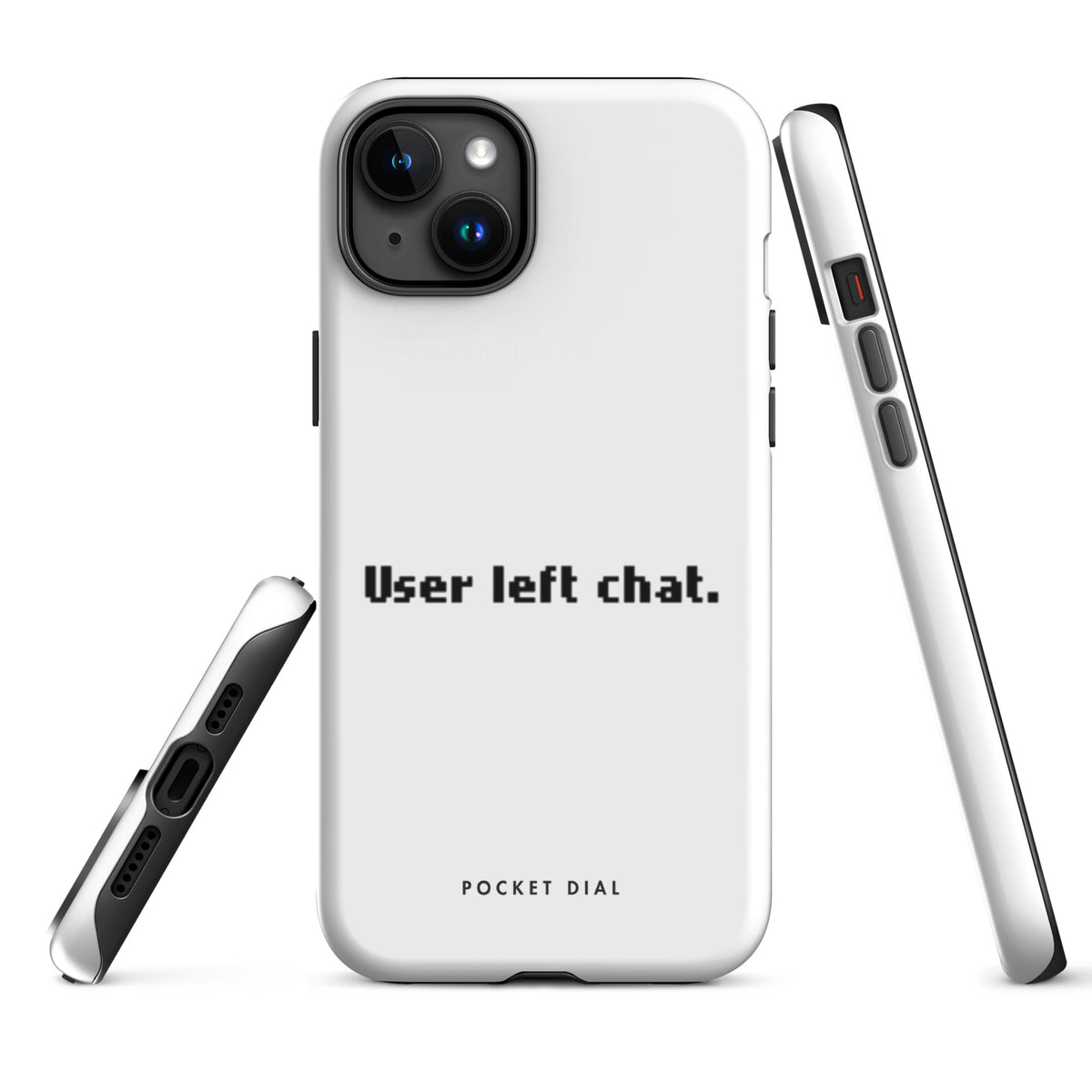 User Left Chat graphic tough iPhone case, alternate front view – Pocket Dial