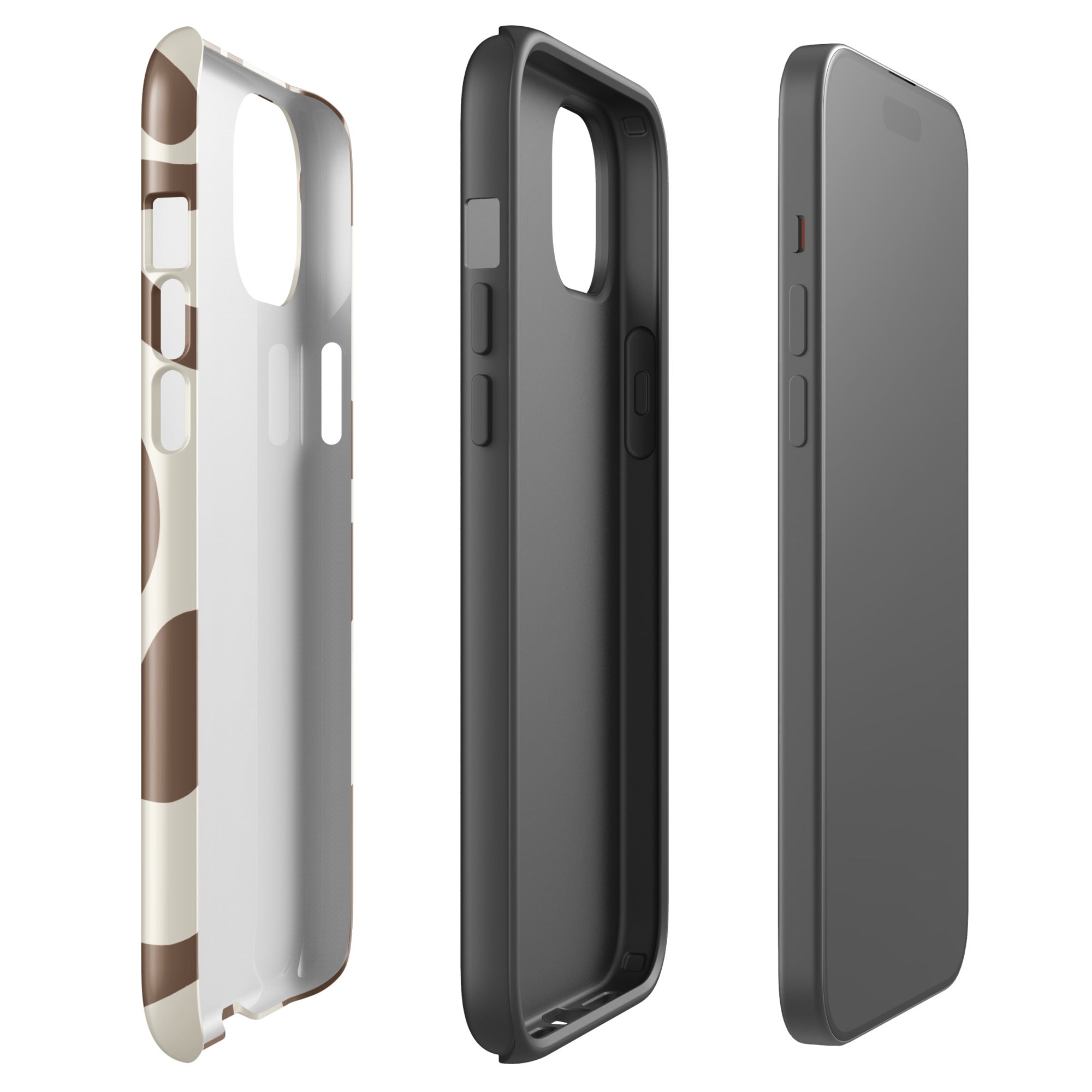 Espresso Swirl tough iPhone case with gloss finish, side view – Pocket Dial