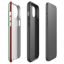 Clubhouse Stripe tough iPhone case with gloss finish, side view – Pocket Dial