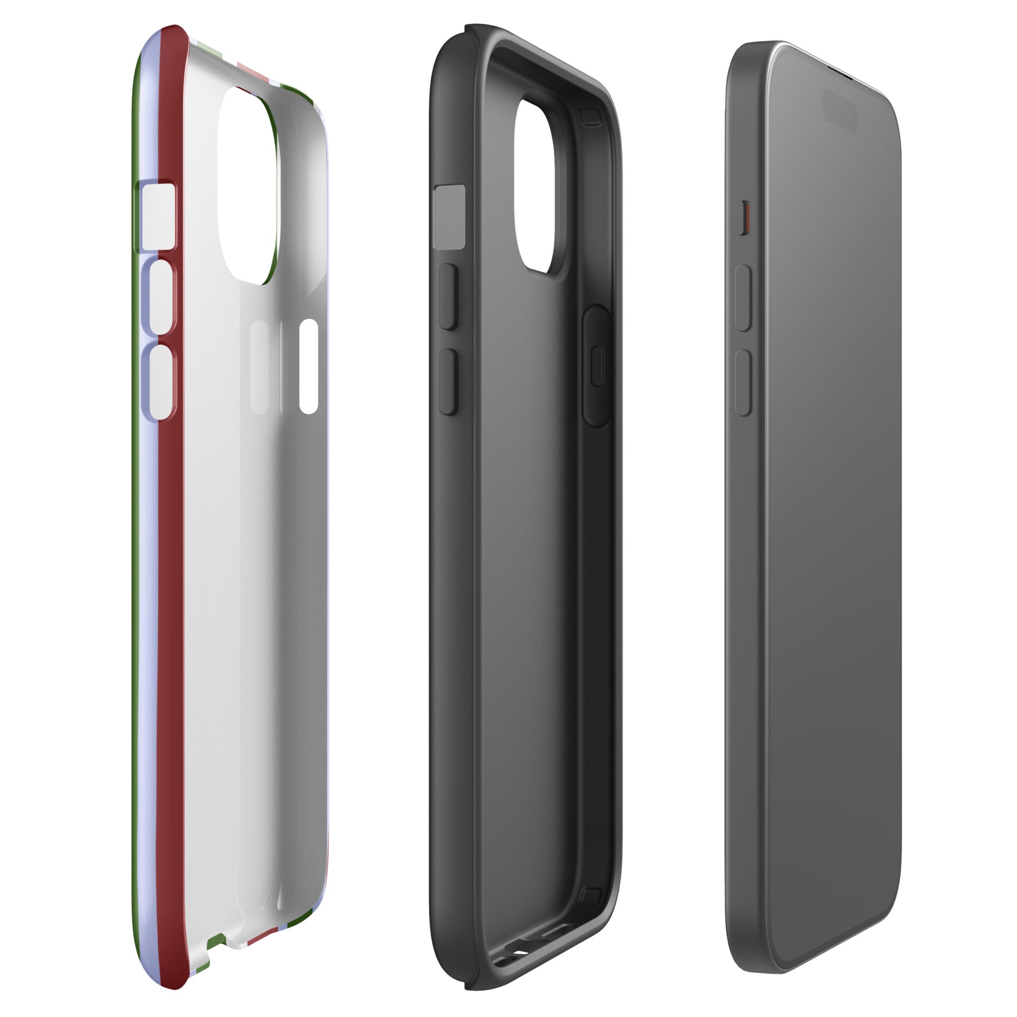 Clubhouse Stripe tough iPhone case with gloss finish, side view – Pocket Dial