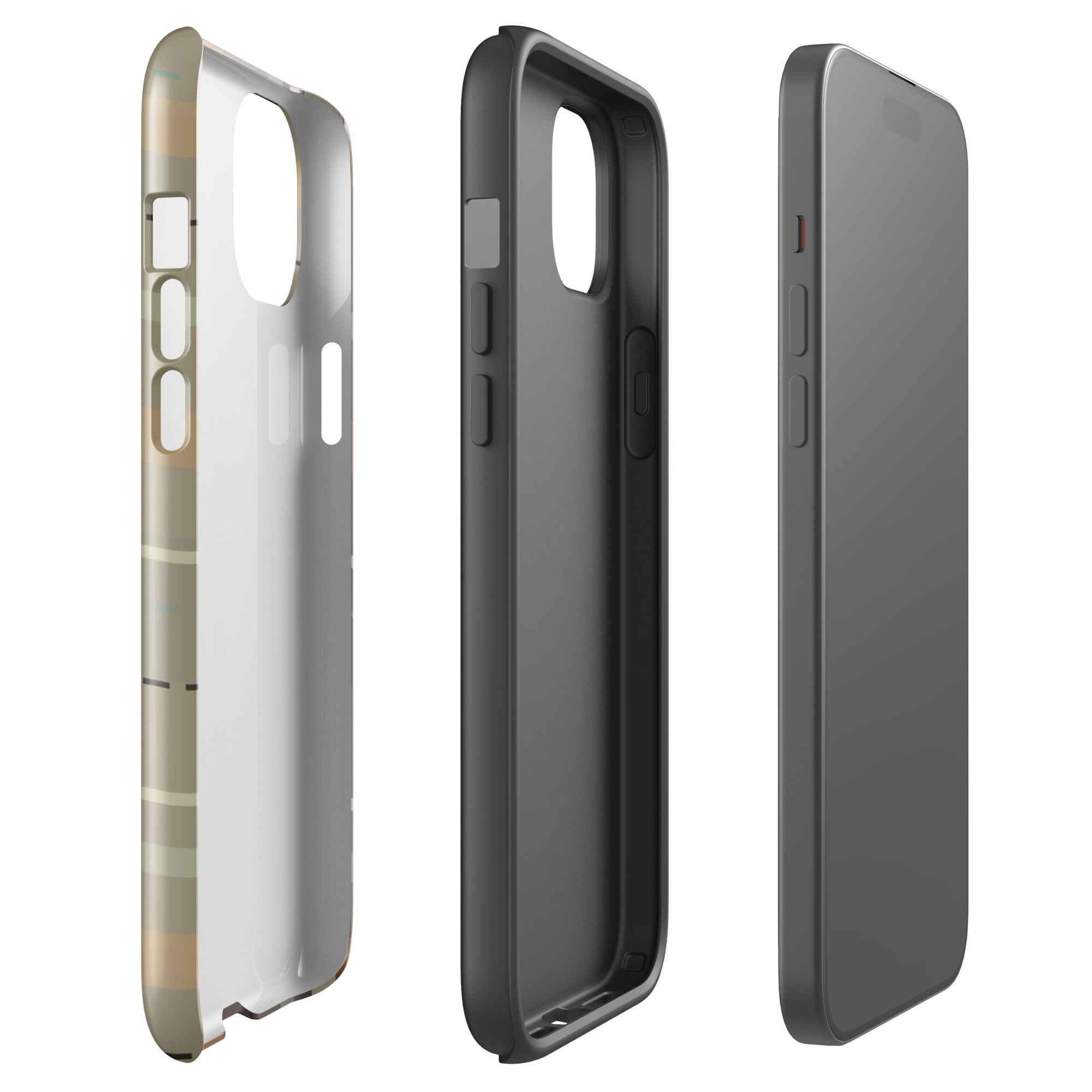 Cotswold Check tough iPhone case with gloss finish, side view – Pocket Dial