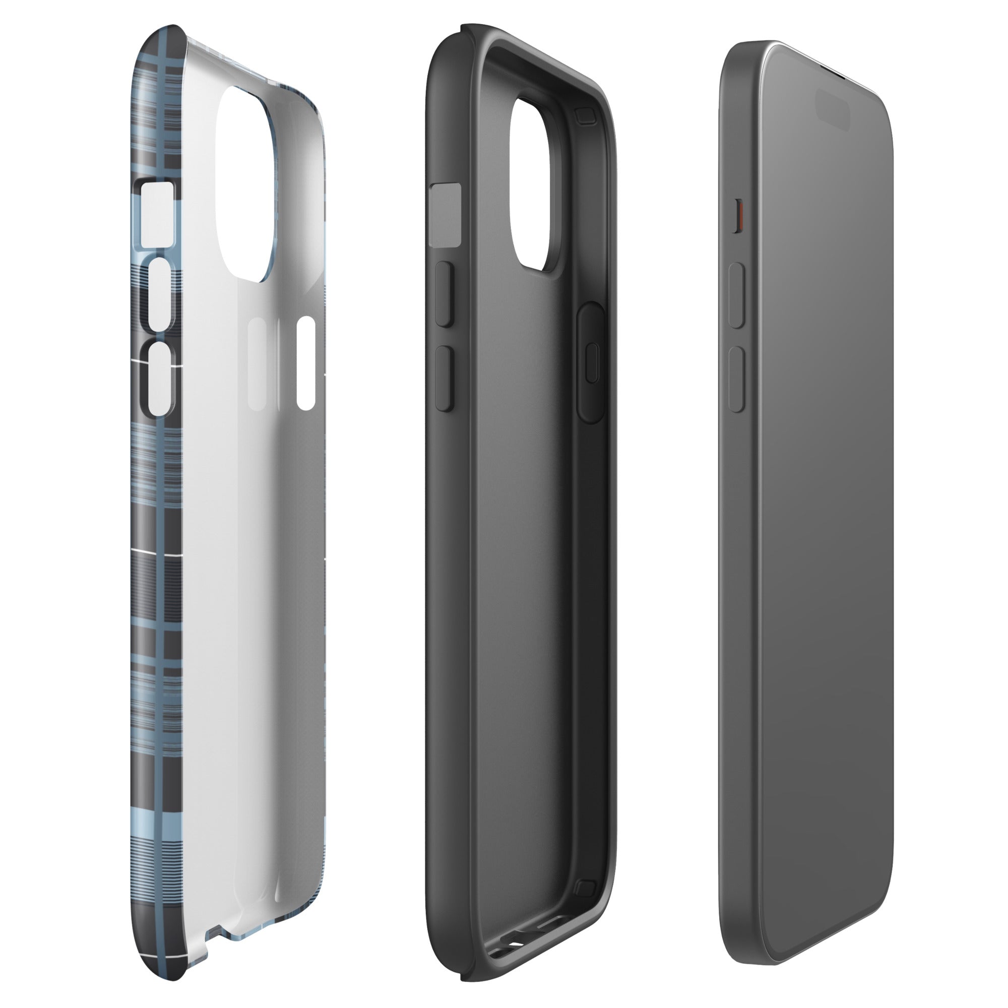 Oxford Check tough iPhone case with gloss finish, side view – Pocket Dial