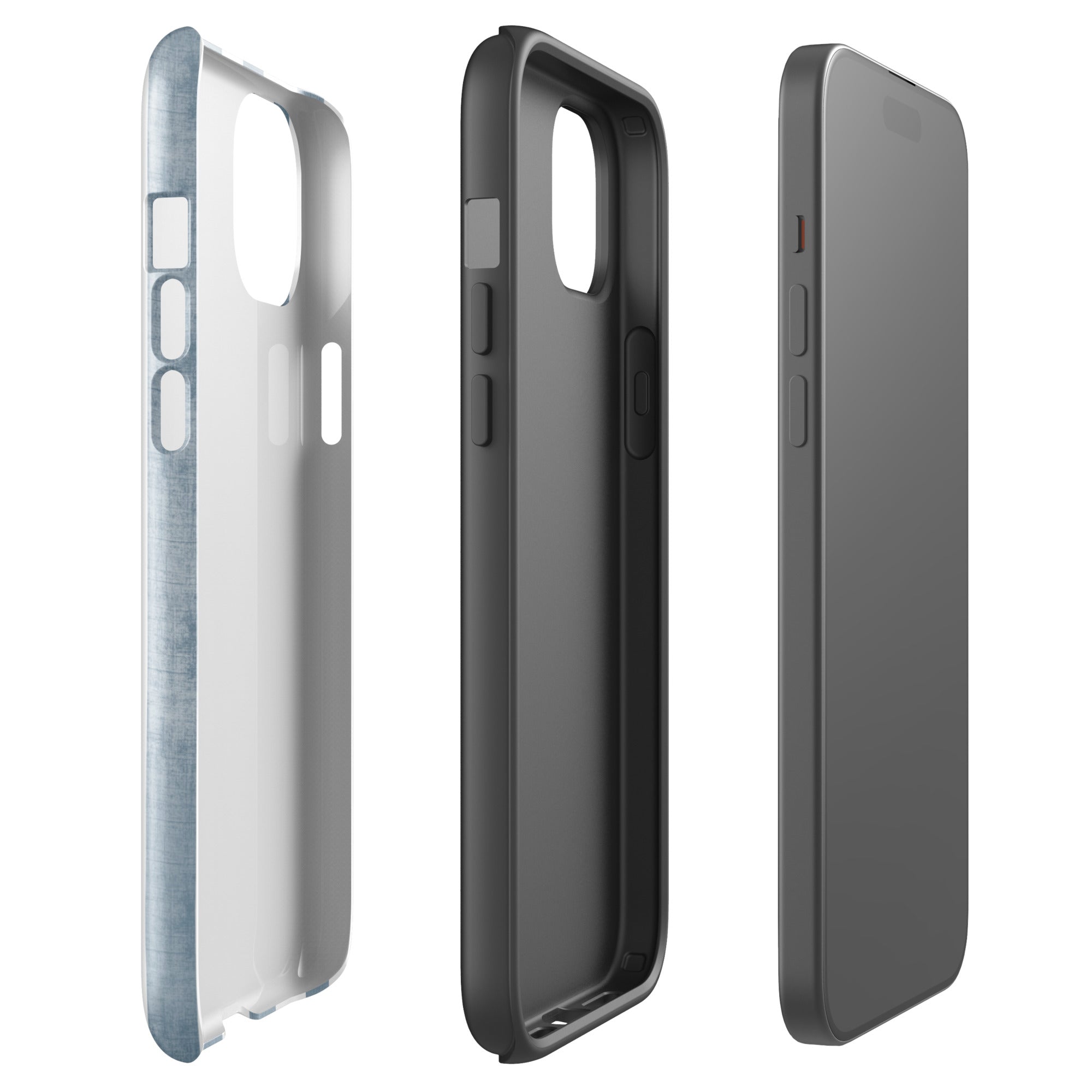 Blue Cabana tough iPhone case with gloss finish, side view – Pocket Dial
