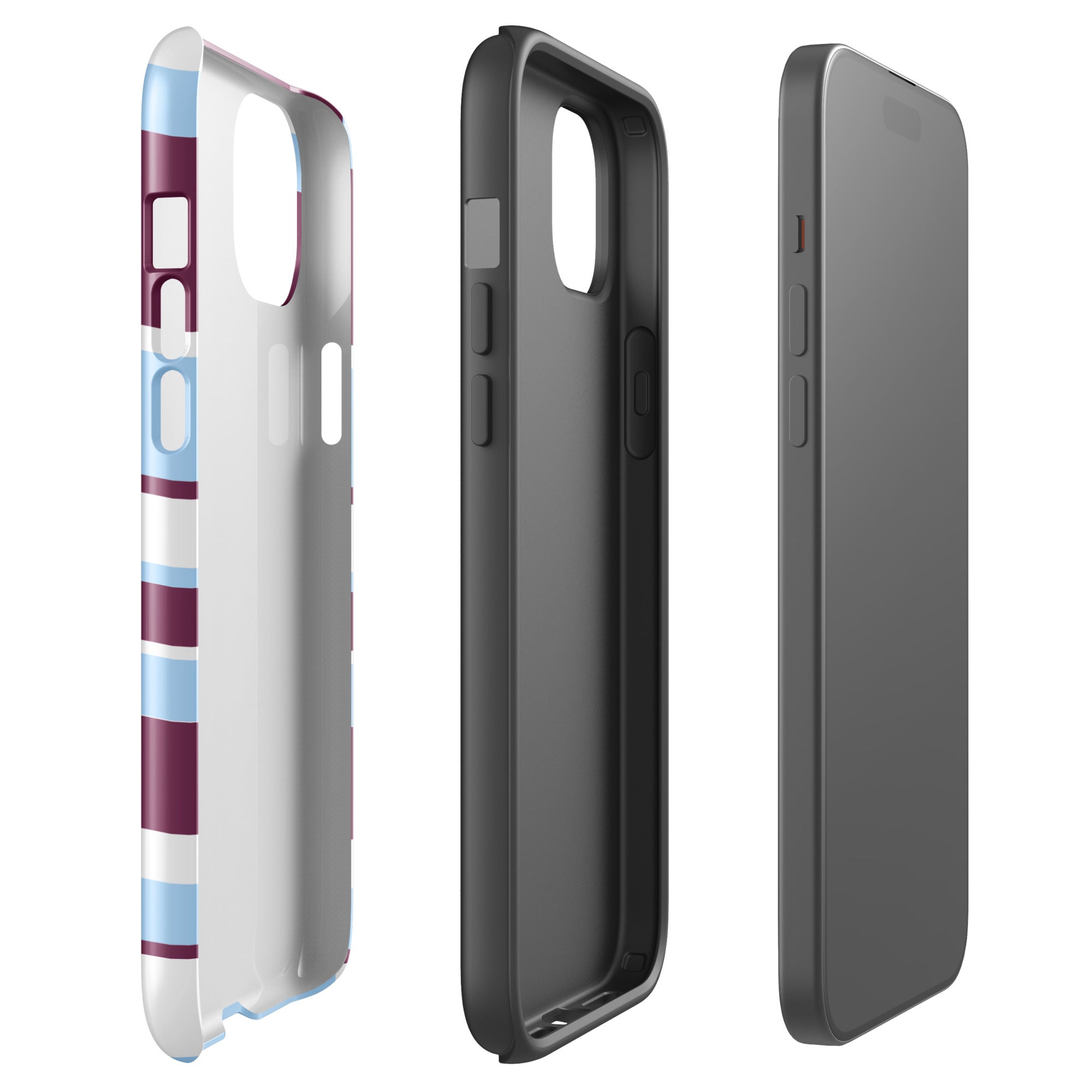 Paddock Stripe tough iPhone case with gloss finish, side view – Pocket Dial
