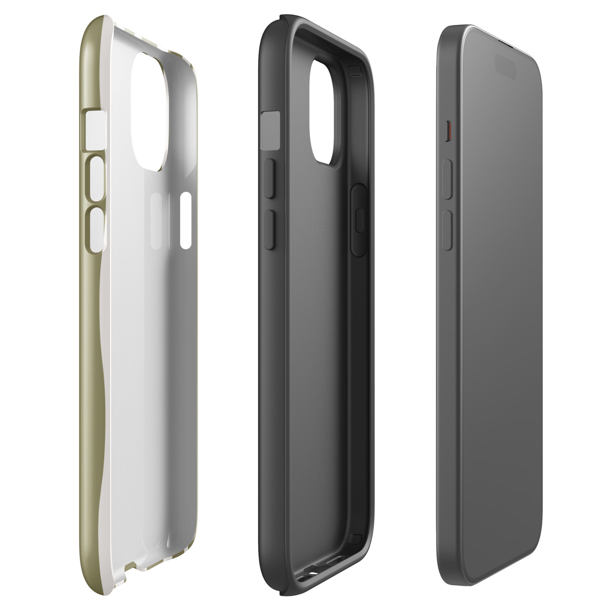 Olive Twist tough iPhone case with gloss finish, side view – Pocket Dial