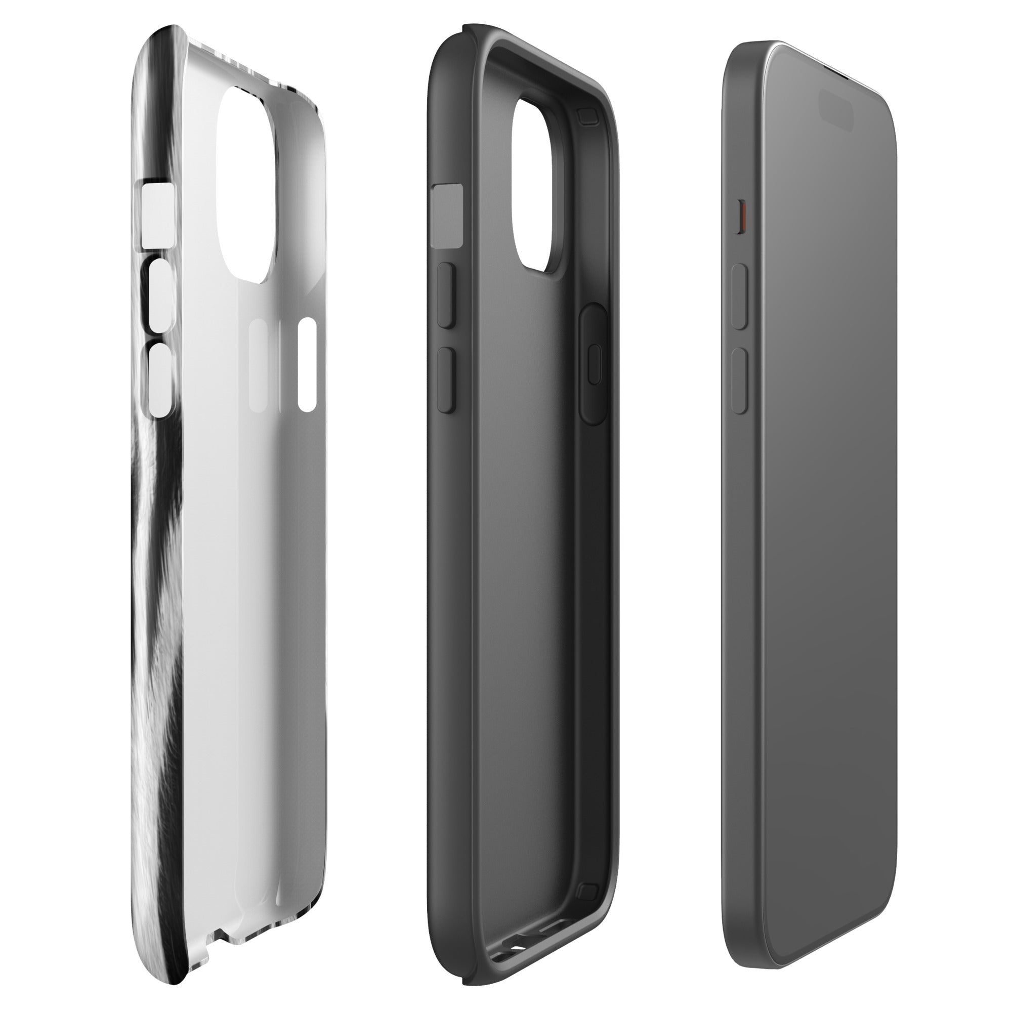 Zebra Muse black-and-white zebra tough iPhone case, side view – Pocket Dial