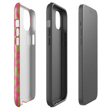 Pink Jungle pink and green animal-print tough iPhone case, side view – Pocket Dial