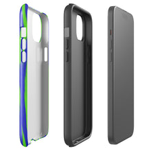 Electric Current blue and lime wave tough iPhone case, side view – Pocket Dial