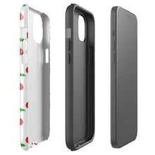 Cherry Pop 🍒🤍 tough iPhone case with gloss finish, side view – Pocket Dial