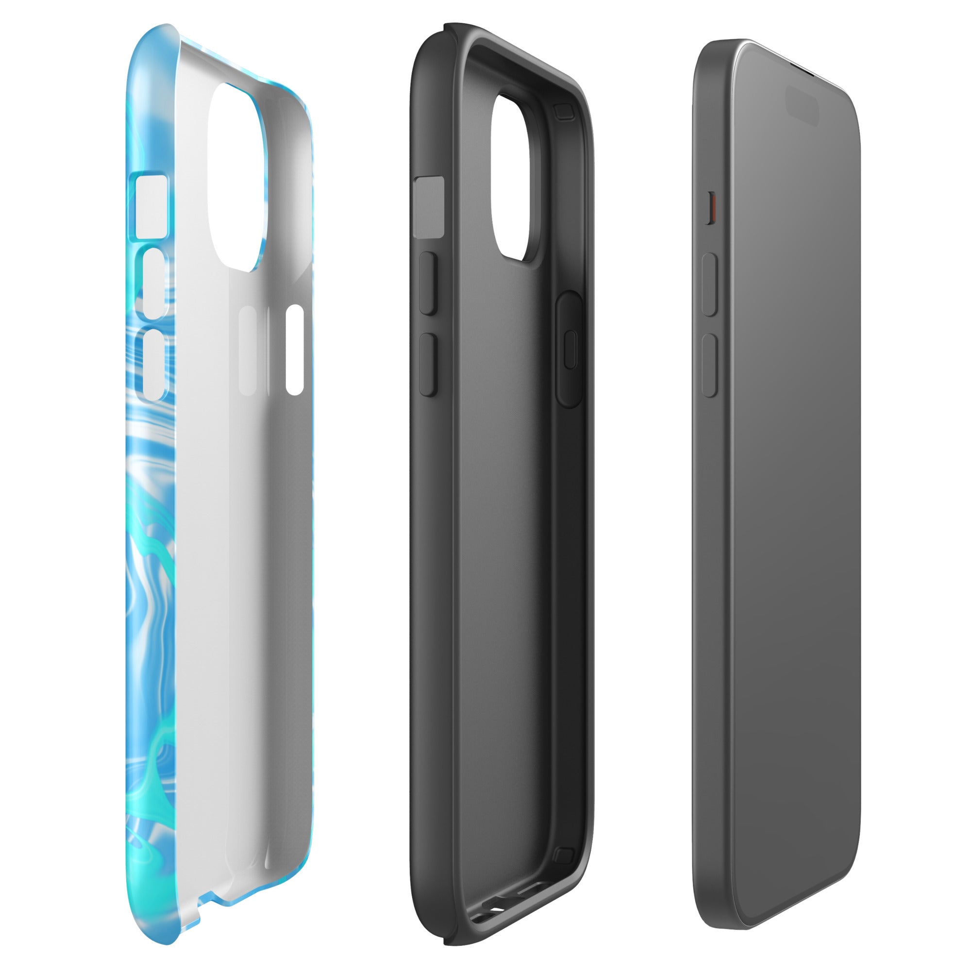 Blue Lagoon 💙🌊 tough iPhone case with gloss finish, side view – Pocket Dial