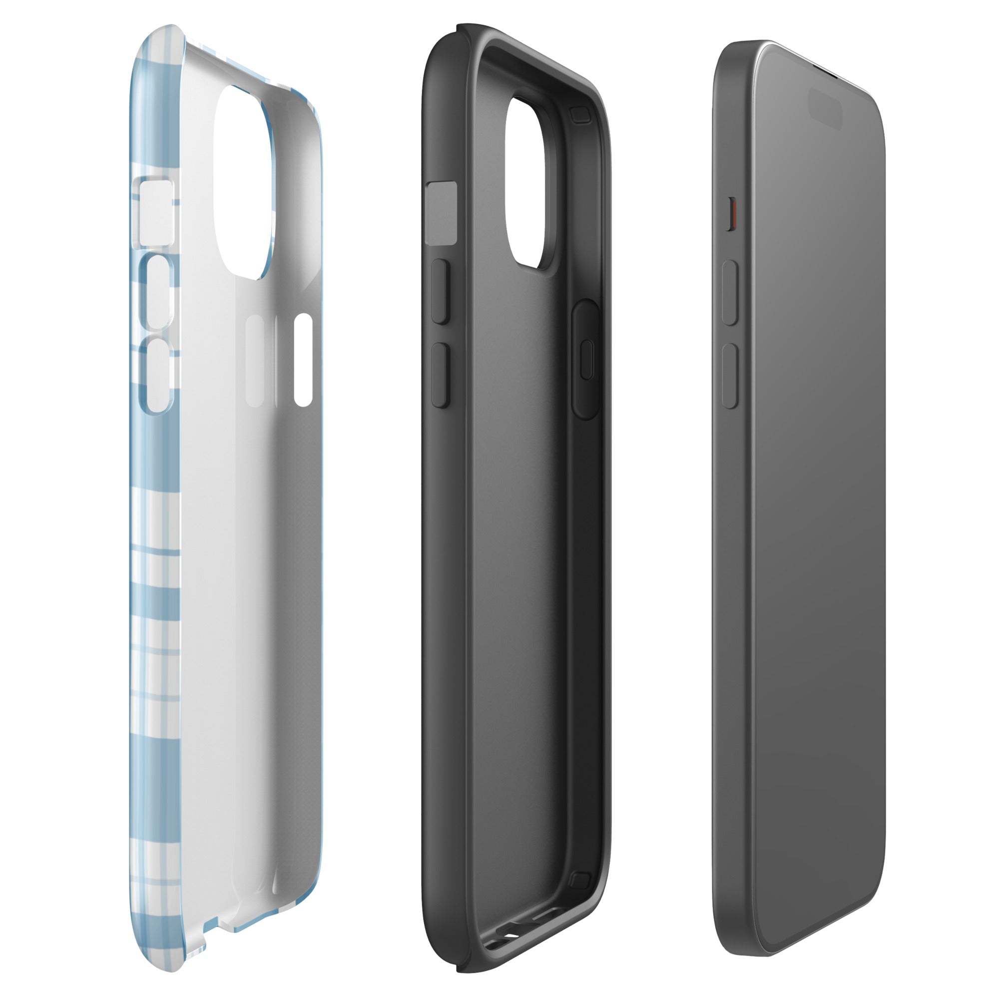Cherry Picnic 🍒🩵 tough iPhone case with gloss finish, side view – Pocket Dial