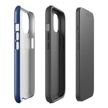 Deep Blue tough iPhone case with gloss finish, side view – Pocket Dial
